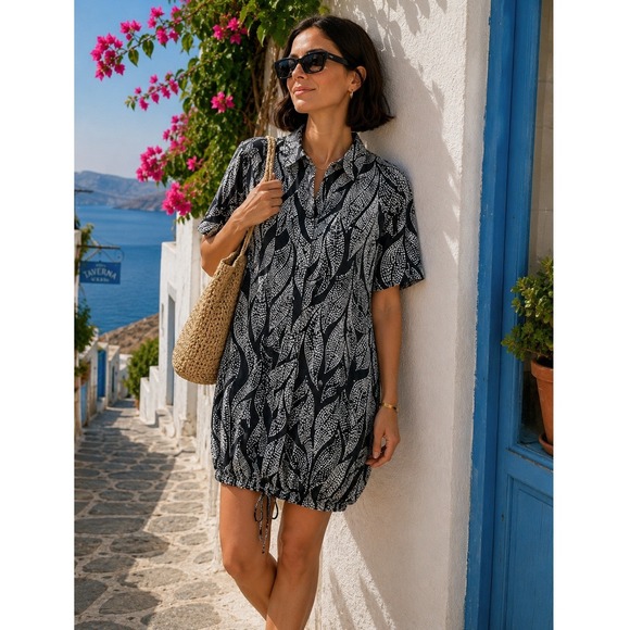 Chico's Dresses & Skirts - Chicos Button Down Tunic Dress Bungee Hem Size 2/Large 570347893